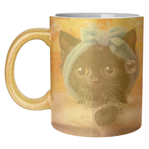 Cutie in the bathtub - unique mug by DejaReve