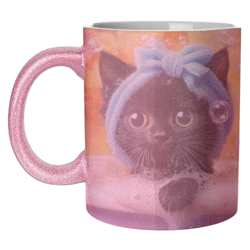 Cutie in the bathtub - unique mug by DejaReve