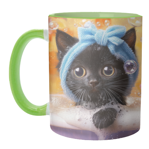Cutie in the bathtub - unique mug by DejaReve