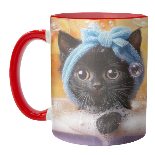 Cutie in the bathtub - unique mug by DejaReve