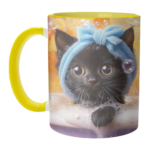Cutie in the bathtub - unique mug by DejaReve