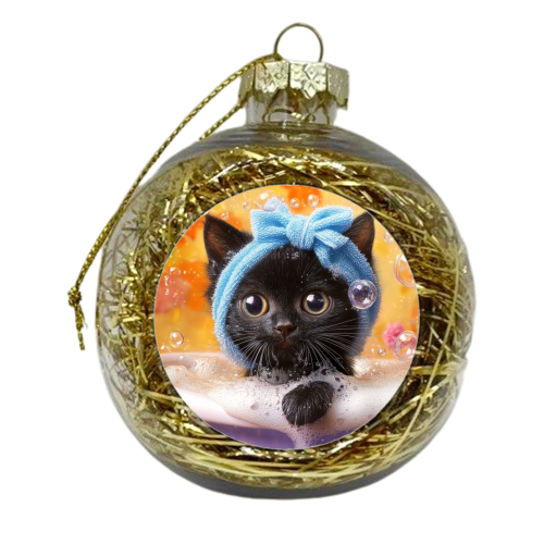 Cutie in the bathtub - xmas bauble by DejaReve