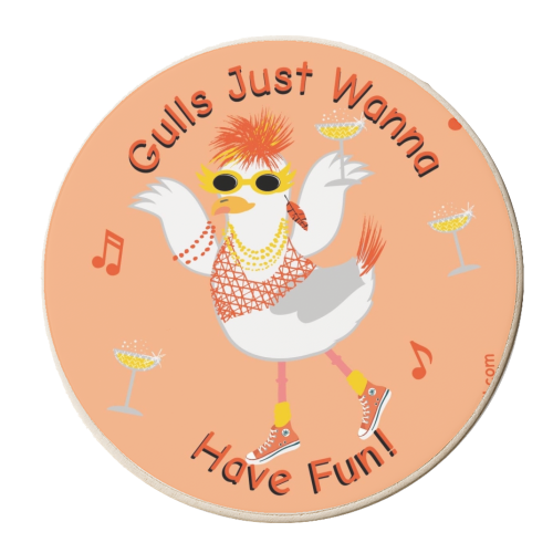 Cyndi Lauper 'celebrity' Seagull. - personalised beer coaster by Rebel Seagull