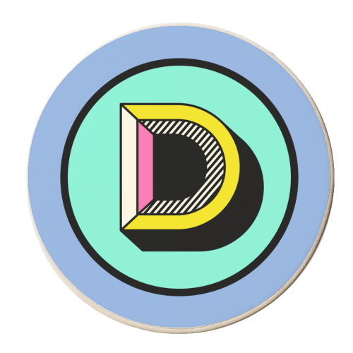 D - Bright Block Alphabet Letter Initial Colourful - personalised beer coaster by AbiGoLucky