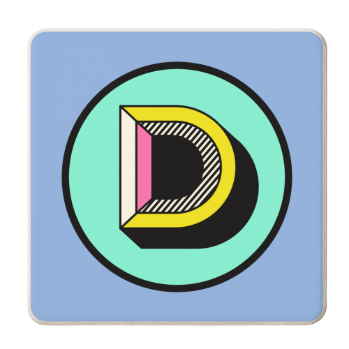 D - Bright Block Alphabet Letter Initial Colourful - personalised beer coaster by AbiGoLucky