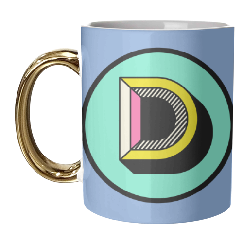 D - Bright Block Alphabet Letter Initial Colourful - unique mug by AbiGoLucky
