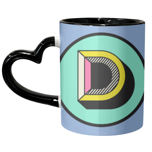 D - Bright Block Alphabet Letter Initial Colourful - unique mug by AbiGoLucky