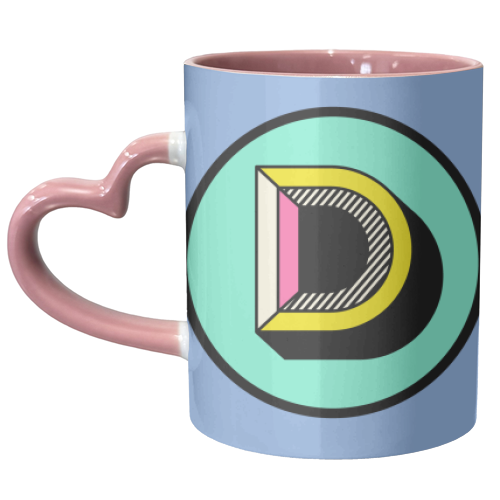 D - Bright Block Alphabet Letter Initial Colourful - unique mug by AbiGoLucky