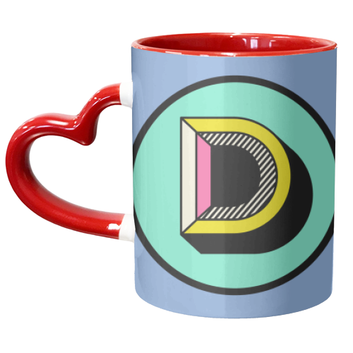D - Bright Block Alphabet Letter Initial Colourful - unique mug by AbiGoLucky