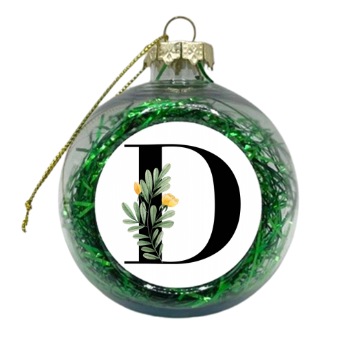 D Floral Letter Initial - xmas bauble by Toni Scott