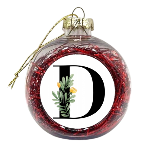 D Floral Letter Initial - xmas bauble by Toni Scott