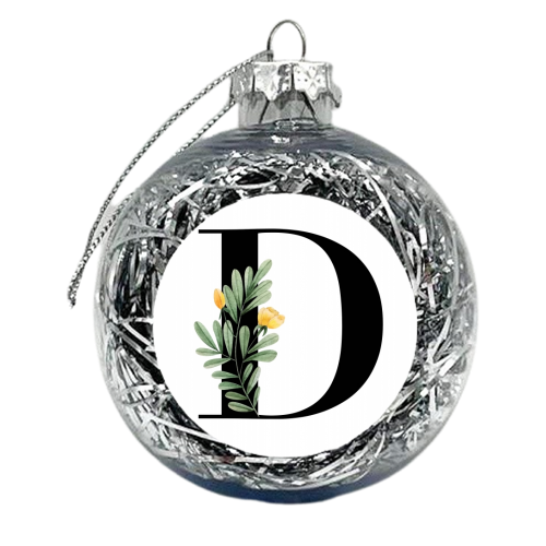 D Floral Letter Initial - xmas bauble by Toni Scott