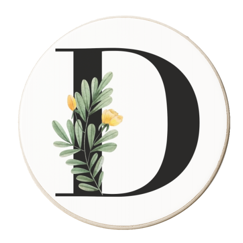 D Floral Letter Initial - personalised beer coaster by Toni Scott