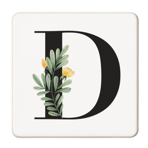D Floral Letter Initial - personalised beer coaster by Toni Scott