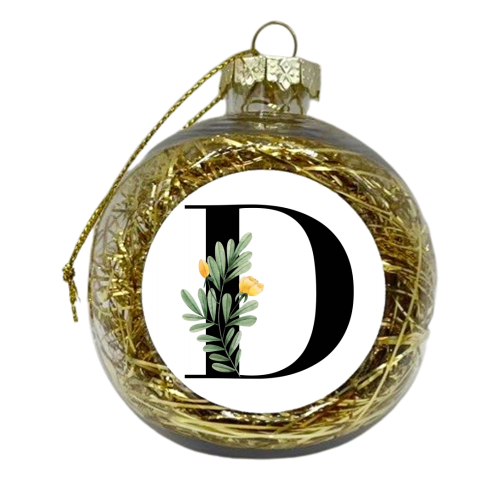 D Floral Letter Initial - xmas bauble by Toni Scott