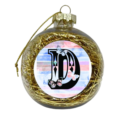 D initial Greetings card - xmas bauble by whattatiedid