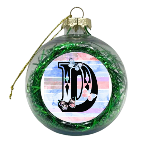 D initial Greetings card - xmas bauble by whattatiedid