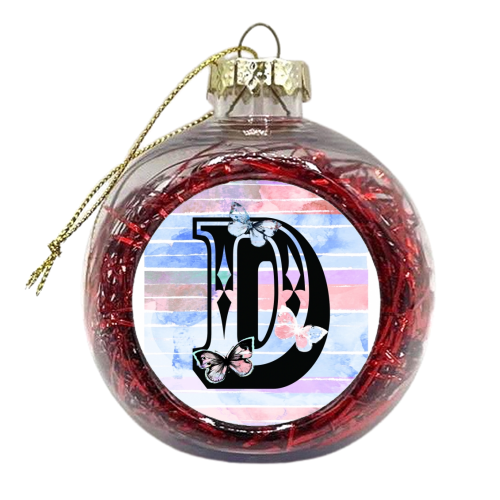D initial Greetings card - xmas bauble by whattatiedid