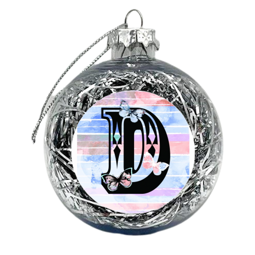 D initial Greetings card - xmas bauble by whattatiedid