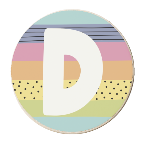 D - rainbow colours personalised initial - personalised beer coaster by Giddy Kipper