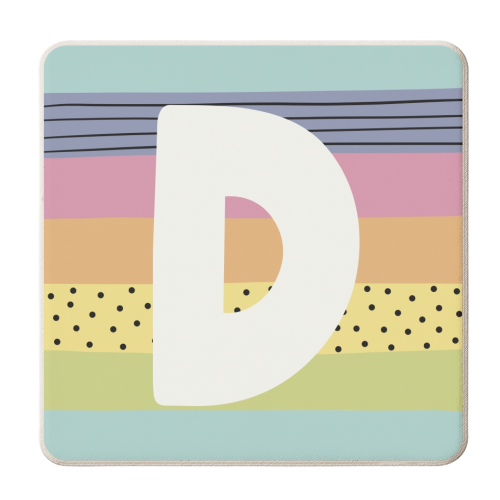 D - rainbow colours personalised initial - personalised beer coaster by Giddy Kipper