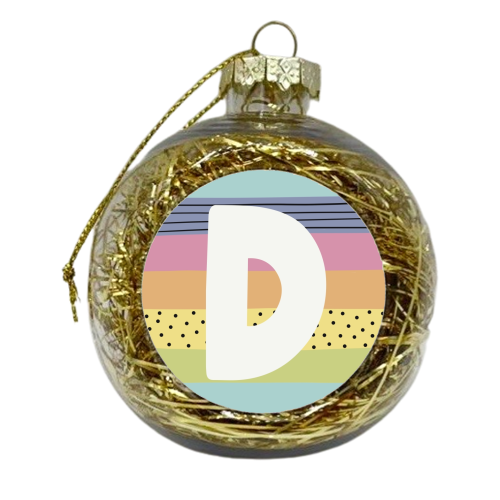 D - rainbow colours personalised initial - xmas bauble by Giddy Kipper