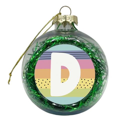 D - rainbow colours personalised initial - xmas bauble by Giddy Kipper