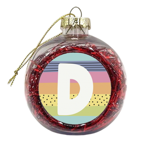 D - rainbow colours personalised initial - xmas bauble by Giddy Kipper