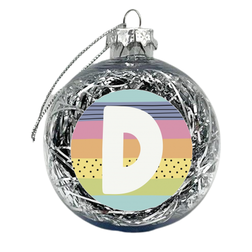 D - rainbow colours personalised initial - xmas bauble by Giddy Kipper