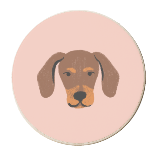 Dachshund Cute dog - personalised beer coaster by Catalina Williams