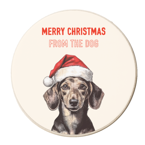 Dachshund Dog Festive Christmas Greeting - personalised beer coaster by Adam Regester