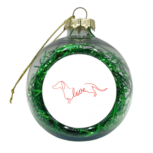 Dachshund Love - xmas bauble by Lisa Wardle