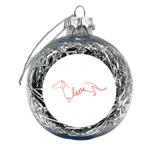 Dachshund Love - xmas bauble by Lisa Wardle