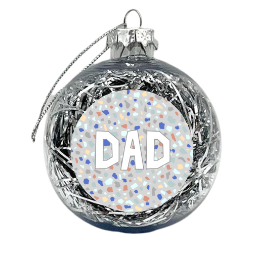 Dad (Grey Terrazzo Background) - xmas bauble by Adam Regester