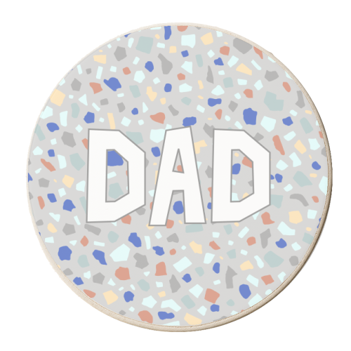 Dad (Grey Terrazzo Background) - personalised beer coaster by Adam Regester
