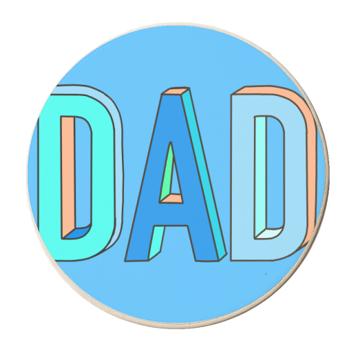 Dad In Hand Drawn 3D Text - personalised beer coaster by Adam Regester