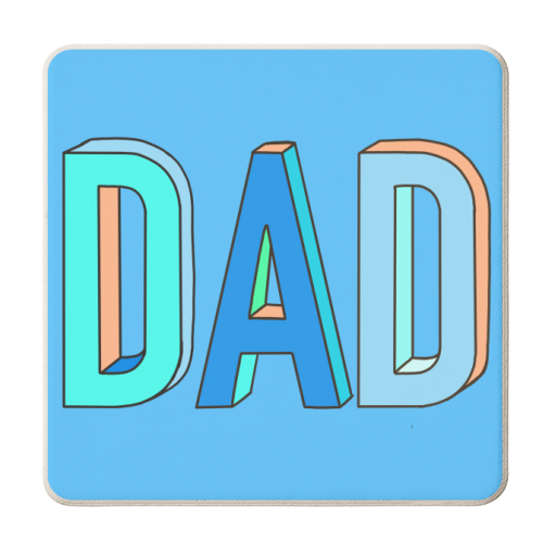 Dad In Hand Drawn 3D Text - personalised beer coaster by Adam Regester