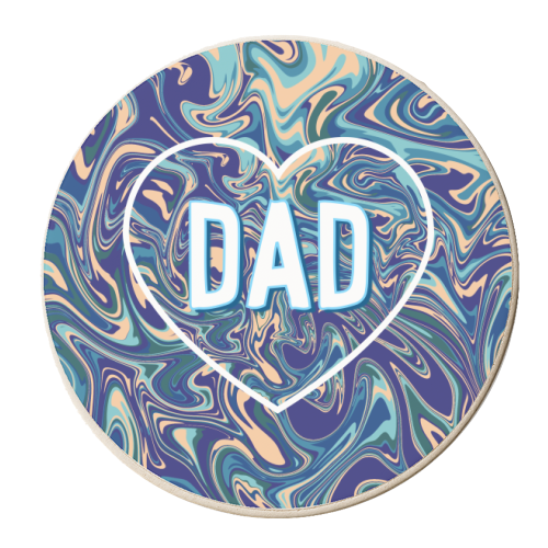 Dad On Blue Marbled Background - personalised beer coaster by Adam Regester