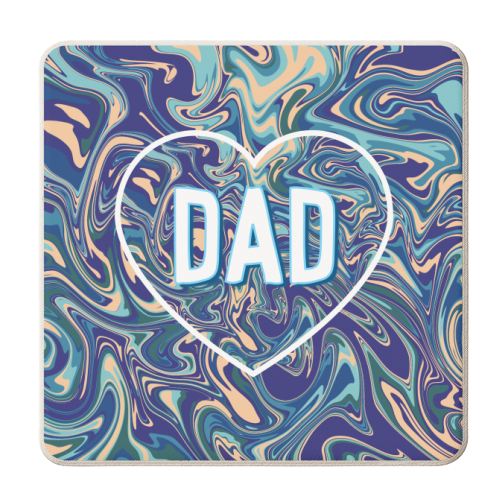 Dad On Blue Marbled Background - personalised beer coaster by Adam Regester