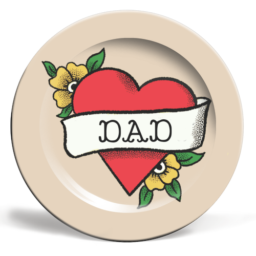 Dad Tattoo - ceramic dinner plate by The Queer Store