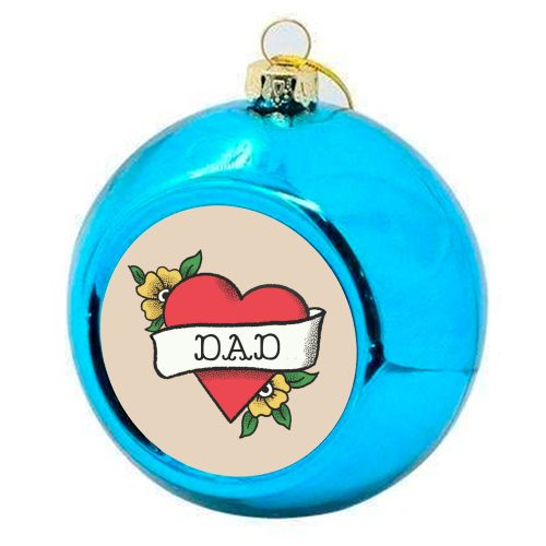 Dad Tattoo - colourful christmas bauble by The Queer Store