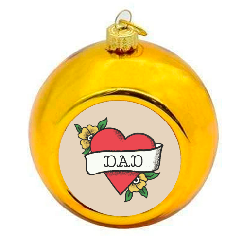 Dad Tattoo - colourful christmas bauble by The Queer Store