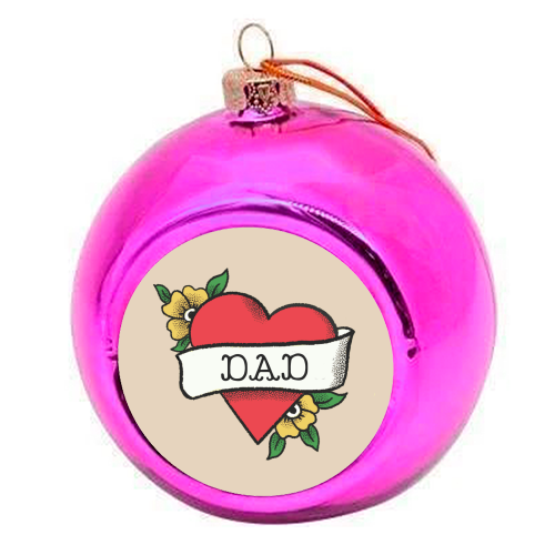 Dad Tattoo - colourful christmas bauble by The Queer Store