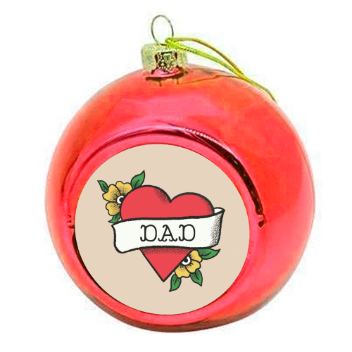 Dad Tattoo - colourful christmas bauble by The Queer Store