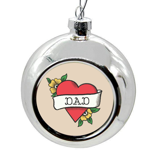 Dad Tattoo - colourful christmas bauble by The Queer Store