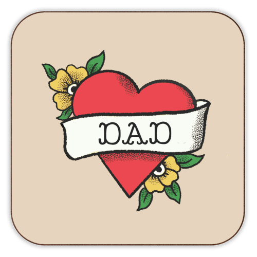 Dad Tattoo - personalised beer coaster by The Queer Store