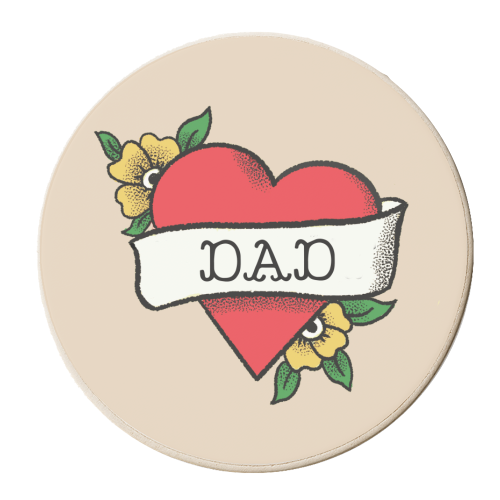 Dad Tattoo - personalised beer coaster by The Queer Store