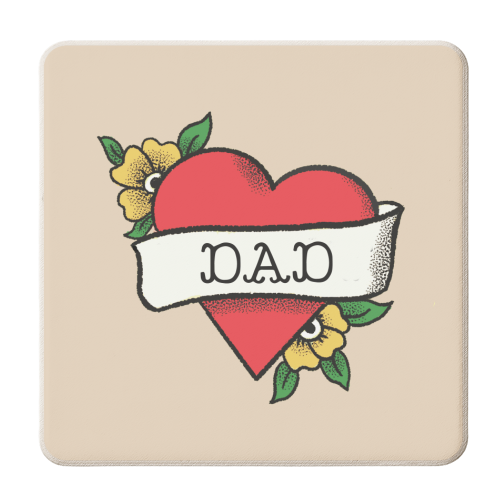 Dad Tattoo - personalised beer coaster by The Queer Store