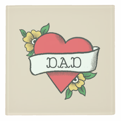 Dad Tattoo - personalised beer coaster by The Queer Store