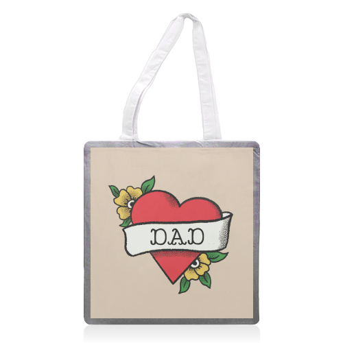 Dad Tattoo - printed canvas tote bag by The Queer Store
